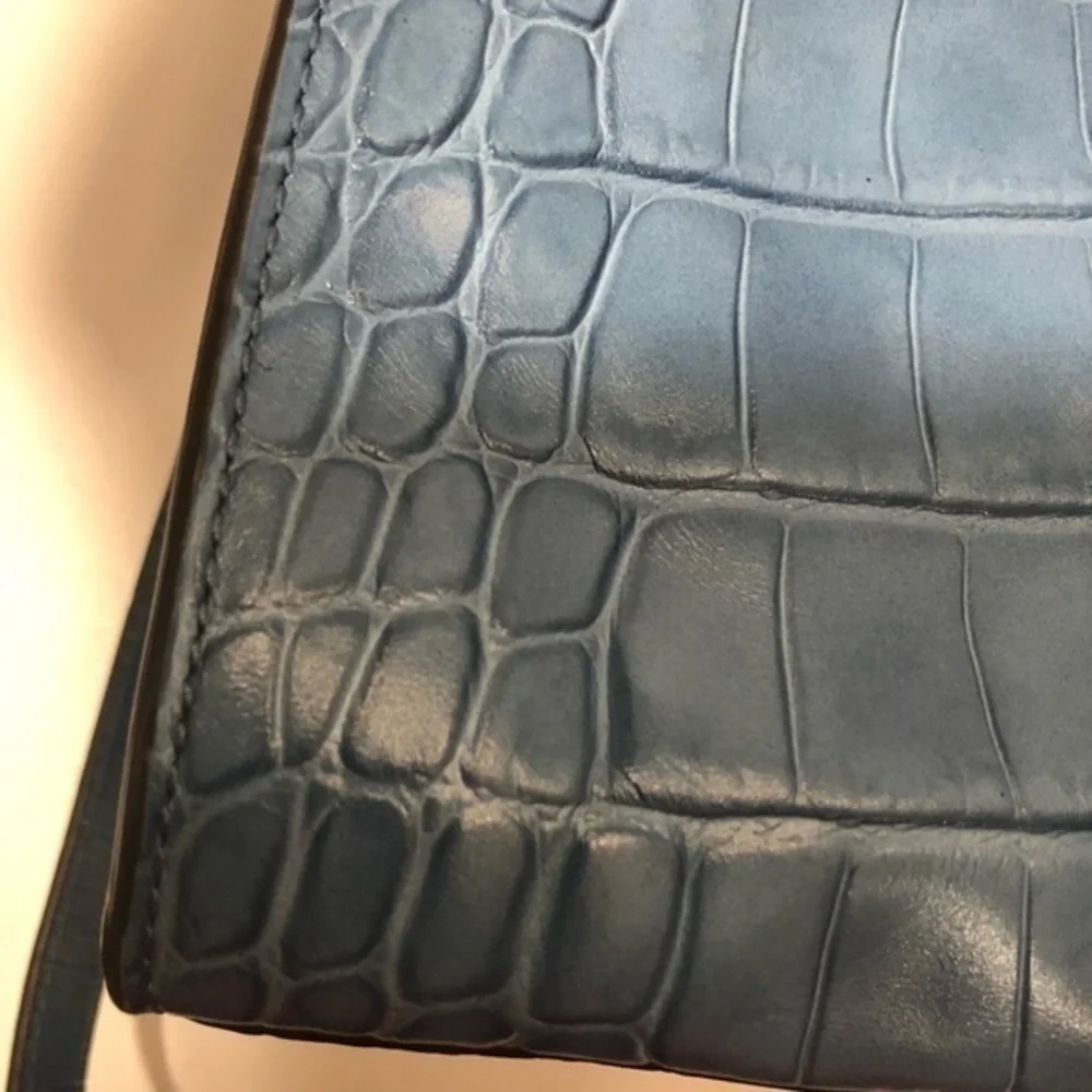 Michael Kors blue embossed leather dillion bag